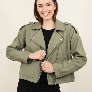 Sophie Rue Casual Olive Cropped Utility Jacket